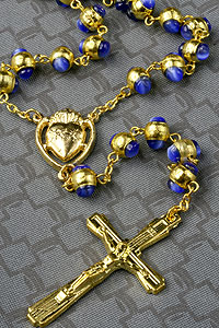 Blue Glass Cats Eye Rosary