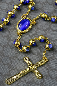 Blue Glass Cats Eye Rosary