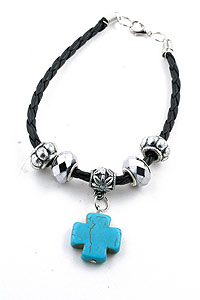 Cross Bracelet with Silver Beads