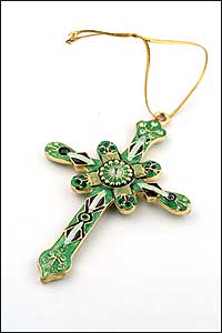 BC3002 Green/Gold Tone Cross