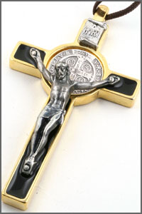 St Benedict Crucifix in Black Enamel