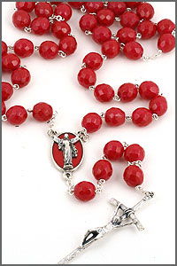 10mm Read Glass Bead Rosary
