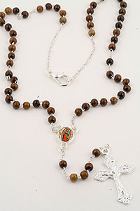 Brown Bead Rosary Necklace