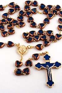 Blue Bead Sacred Heart Rosary