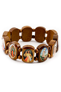6791-1 Wooden Bracelet with Holy Images