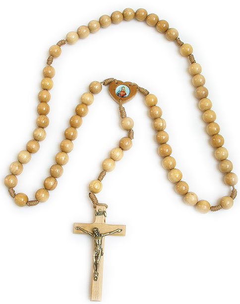Large 35 Natural Wood Bead Wall Rosary