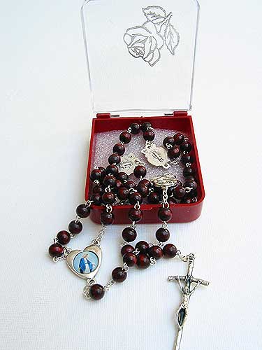 5mm Round Dark Wood Rosary