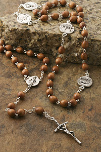7mm Brown Wooden Bead Rosary
