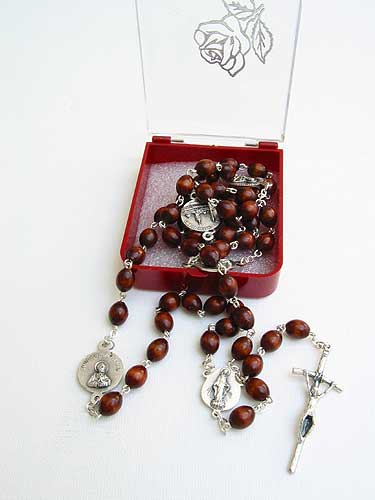7mm Brown Wooden Bead Rosary
