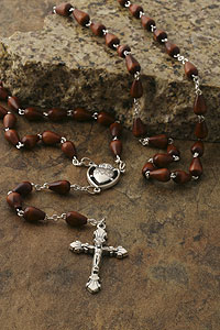 8mm Tear Drop Wooden Bead Rosary