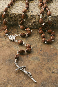 10mm Carved Wooden bead Rosary