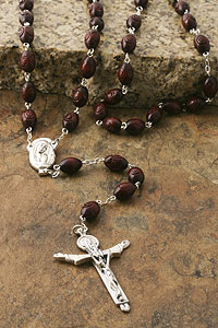 10mm Carved Wooden bead Rosary