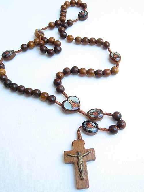 7mm Round Wood Bead Rosary