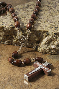 7mm Dark Wood Bead Rosary