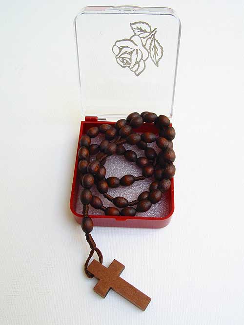 6mm Brown Round Wood Bead Rosary