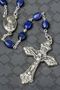 7mm Flat Multi-Color Marble Glass Bead Rosary