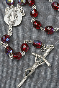 5mm Red Glass Bead Rosary