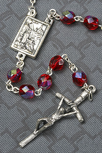 5mm Red Glass Bead Rosary