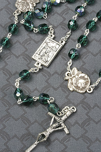 5mm Green Glass Bead Rosary