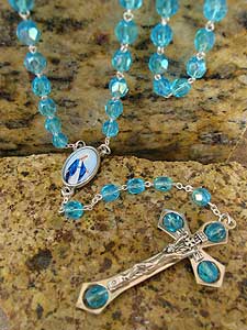 RSS32-00-02 7mm AquaAurora Borealis Glass Bead Rosary