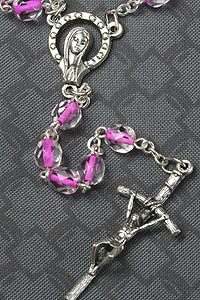 5mm Pink Thread Glass Bead Rosary