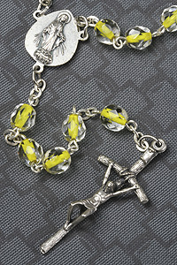 5mm Yellow Thread Glass Bead Rosary