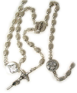 6mm Silver-plated Rectangular Metal Bead Rosary