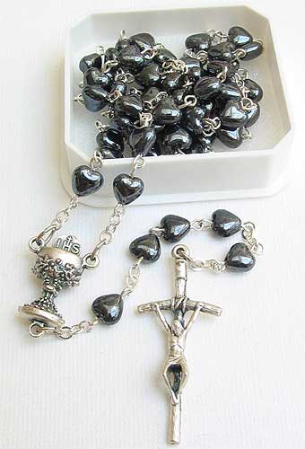 5mm Hematite Heart Bead Rosary
