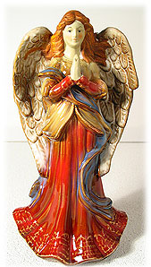 Large Glazed Ceramic Angel Figurine.