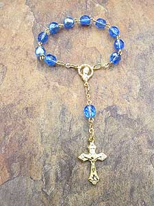 RSZD85-09 5mm Blue Glass One Decade Rosary