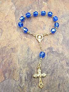 RSZD85-12 5mm Blue Glass One Decade Rosary