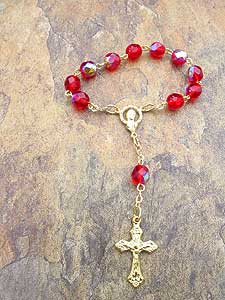 RSZD85-15 5mm Red Glass One Decade Rosary