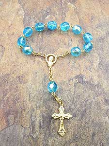 RSZD85-17 5mm Blue Glass One Decade Rosary