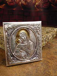 ICO100A22 - Eleusa Virgin Silver Plated Icon