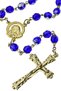 RSZ28B Cobalt Blue Golden Tone Rosary