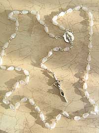 RPS60 White Tear Drop Rosary