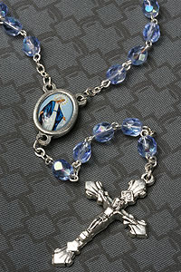RSS36 Miraculous Medal Blue Glass Rosary