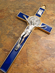 SB0002 8 St. Benedict Crucifix in Blue Enamel