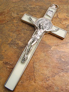SB0004 8 St. Benedict Crucifix in Glowing Enamel