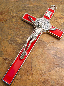 SB0006 8 St. Benedict Crucifix in Red Enamel.