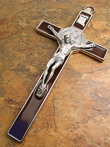 SB0007  8 St. Benedict Crucifix in Brown Enamel