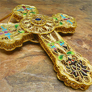 4643 Golden Coler Enamel Cross with Jewels