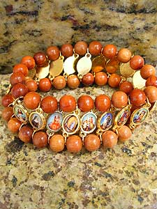3975-6 Wooden Bracelet with Holy Medals