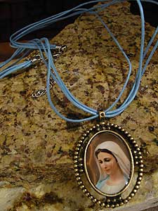 6371-1 Fatima Medallion on Blue String