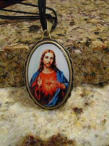 Blessed Heart Of Jesus Medallion on Rope