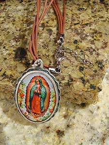 6376-9 Guadalupe Medallion on Brown String