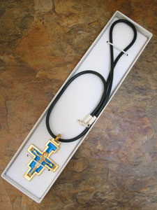 ST1182BX Stained Glass San Damiano Cross on Rubber Cord