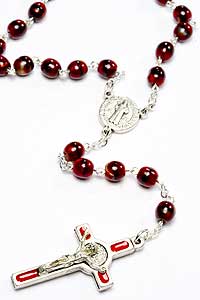 RSS71R 5mm Red Glass Bead St. Benedict Rosary
