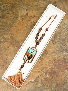 7368-7 Wood 1 Decade St. Christopher  Medal Rosary