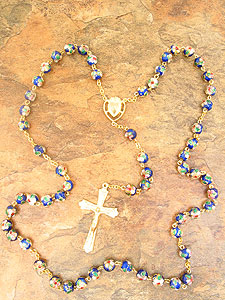 ROSCL00022 Intricate Blue Cloisonne Rosary